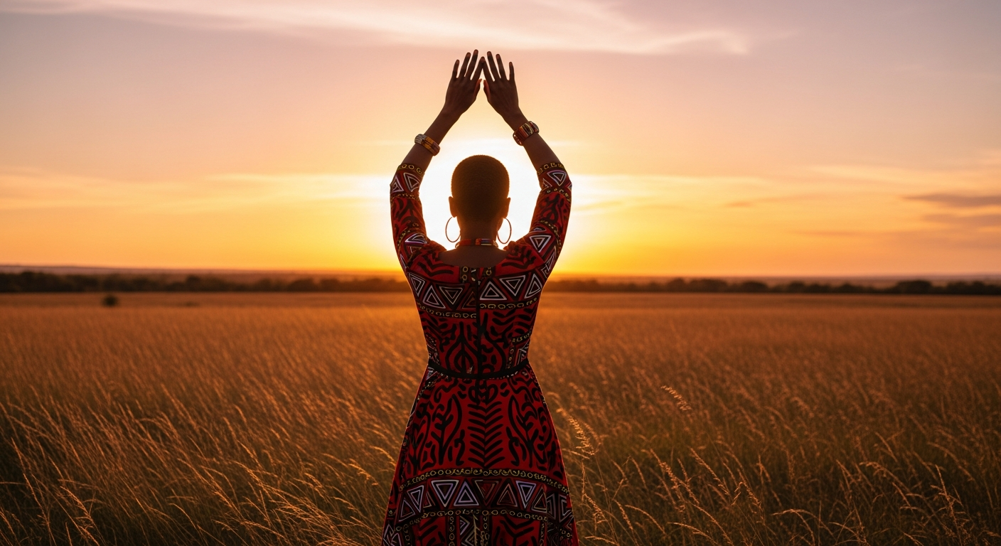 African celebration in golden savanna